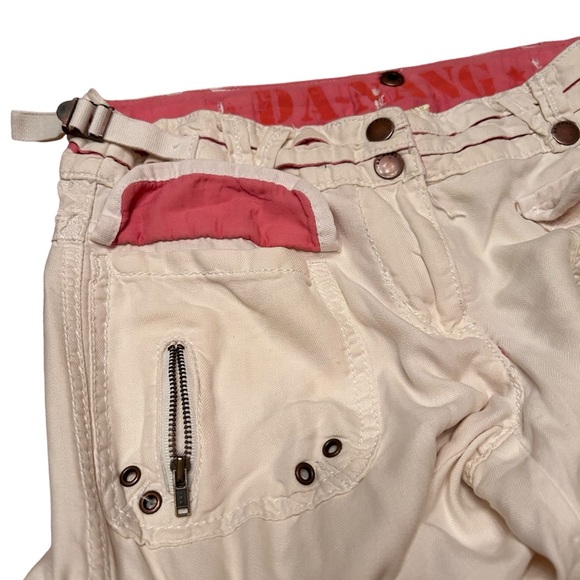 Vintage Da nang White Silk Corgo Pants with Studded Cargo Pockets - Picture 15 of 16